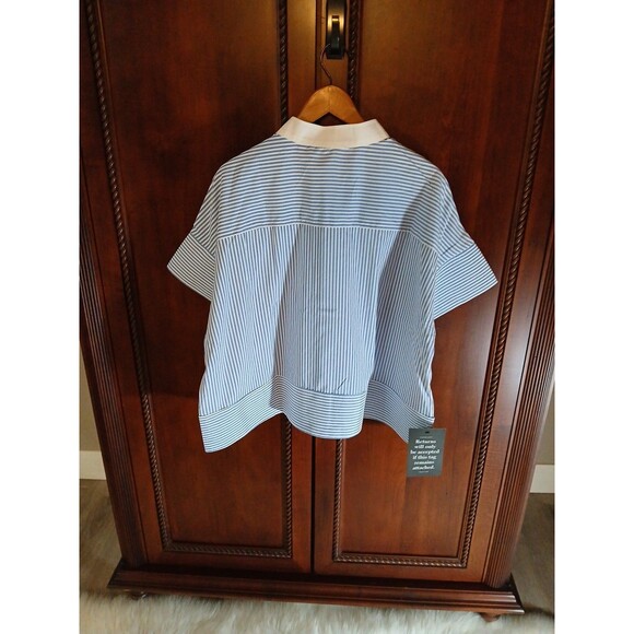 NWT TUCKERNUCK Women's Size XXL Blue Stripe Sofia Blouse - Picture 10 of 15